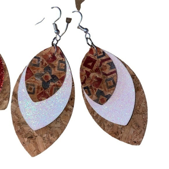 Recycled Cork Dangle Earrings, Set of 2 - Picture 4 of 7